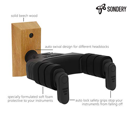 Sondery gitár fali tartó, automata zár és állítható kampó 2 darabos - outlet termék