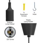 Aigostar E27 lámpafoglalat, függőlámpa fekete - outlet termék