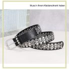 JasGood női szegecses öv csillogó strassz szegecsekkel, western bőr öv farmerhez - outlet termék