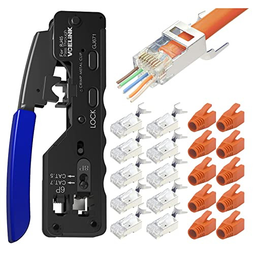 VCELINK GJ671BL krimpelő fogó RJ45 csatlakozóhoz Cat 7 Cat6A Lan dugó - outlet termék