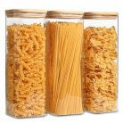 ComSaf üvegtároló edények fedéllel 2,1L 3 darabos, átlátszó, légmentes, bambusz - outlet termék