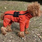 Warm kutyakabát, dupla rétegű kutyamellény, négy lábat fedő, szélálló, vízálló, méret: S - outlet termék