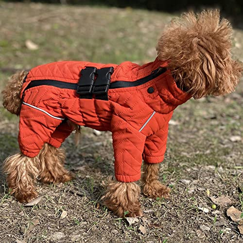 Warm kutyakabát, dupla rétegű kutyamellény, négy lábat fedő, szélálló, vízálló, méret: S - outlet termék