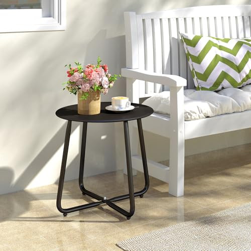 HollyHOME kerti asztal, kerek, fém, fekete - outlet termék