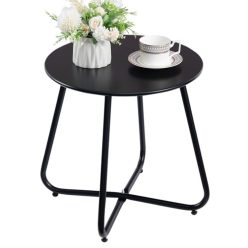 HollyHOME kerti asztal, kerek, fém, fekete - outlet termék