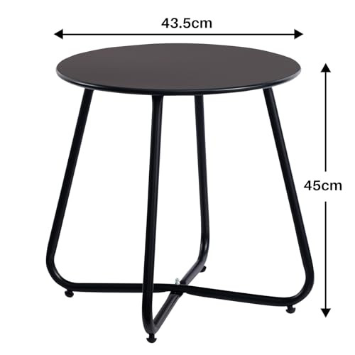 HollyHOME kerti asztal, kerek fém asztal fekete - outlet termék