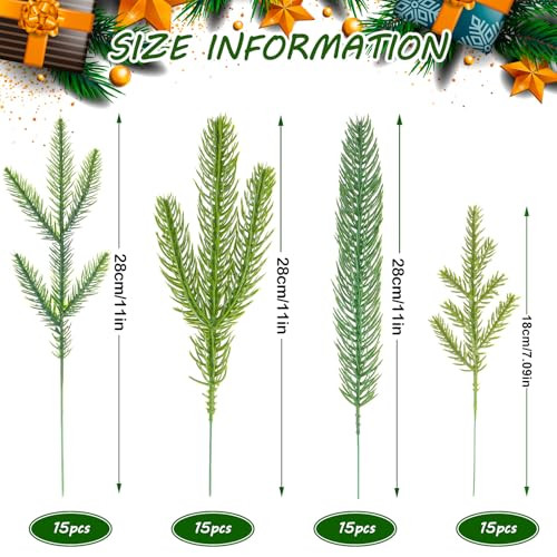 Syhood műfenyőágak 4 stílus karácsonyi zöld, 40 darabos - outlet termék