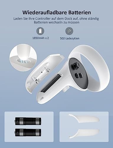 NexiGo töltőállomás LED fénnyel Oculus Quest 2-hez támogatja az Elite pántot - outlet termék