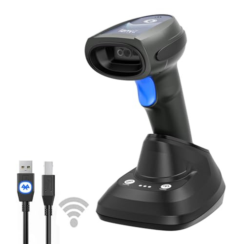 LENVII Bluetooth 2D vonalkódolvasó vezeték nélküli, QR kód, intelligens töltőállomás - outlet termék
