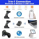 LENVII Bluetooth 2D vonalkódolvasó vezeték nélküli, QR kód, intelligens töltőállomás - outlet termék
