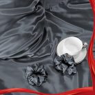 Vielit 2 darabos szatén párnahuzat hajra és bőrre sötétszürke, 40x80cm, 2 hajgumi - outlet termék