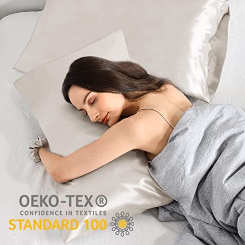 Vielit 2 darabos szatén párnahuzat hajra és bőrre bézs, 40x80cm, 2 hajgumi - outlet termék