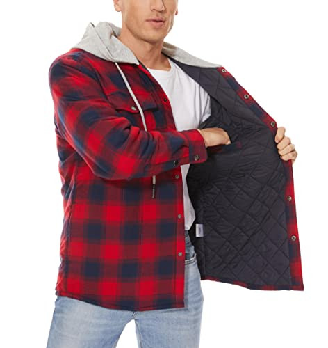 MAGCOMSEN férfi thermoing hosszú ujjú kapucnis flaneldzseki fekete, XXL - outlet termék