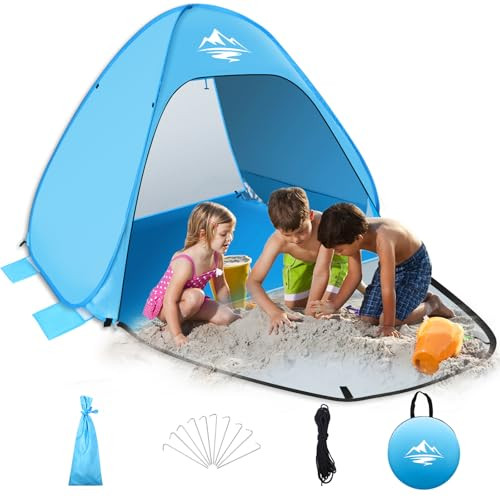 Pop Up strand sátor automata hordozható napvédő, 2-3 személyes, UPF 50+ UV védelem - outlet termék