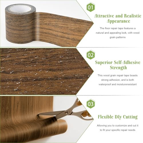 SEIWEI javítószalag, faerezet mintás padlószalag, öntapadós szigetelőszalag, vízálló - outlet termék