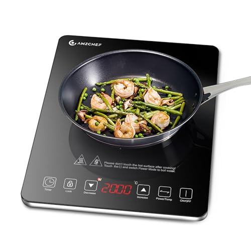 AMZCHEF indukciós főzőlap 1 lapos ultravékony, 20 hőfok, 20 teljesítmény, 2000 W, 3 - outlet termék