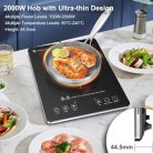 AMZCHEF indukciós főzőlap 1 lapos ultravékony, 20 hőfok, 20 teljesítmény, 2000 W, 3 - outlet termék