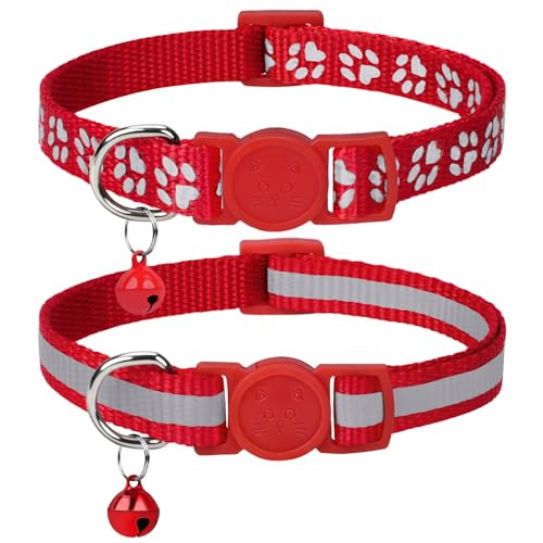 Taglory macskanyakörv csengővel és biztonsági kioldóval, állítható 15-20 cm, piros - outlet termék
