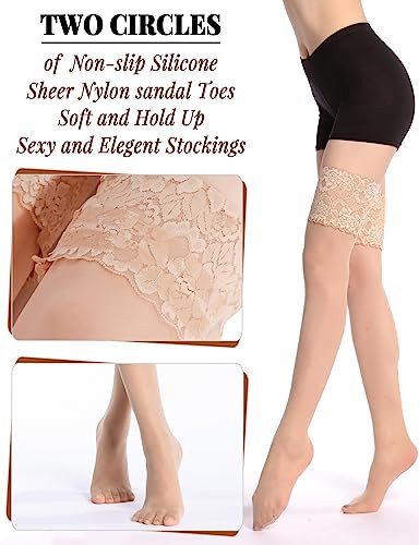 ZIHUA combfix harisnya nőknek, csúszásgátló szilikon, csipkés felső, 20 denes női - outlet termék