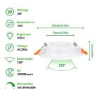 30 db LED süllyesztett mennyezeti lámpa, 5W meleg fehér fény 2700K, kerek - outlet termék