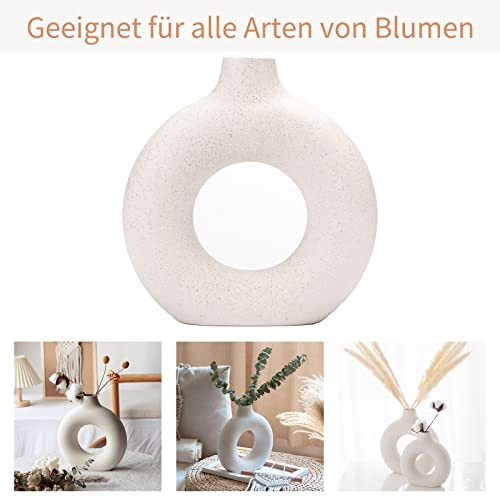 CEMABT Pampas fű vázák, kézzel készített váza, szárított virágok, kerámia, fehér - outlet termék