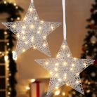 Lewondr 11.8 hüvelykes csillag alakú dekoratív függő dísz elemes, vasdrót LED - outlet termék