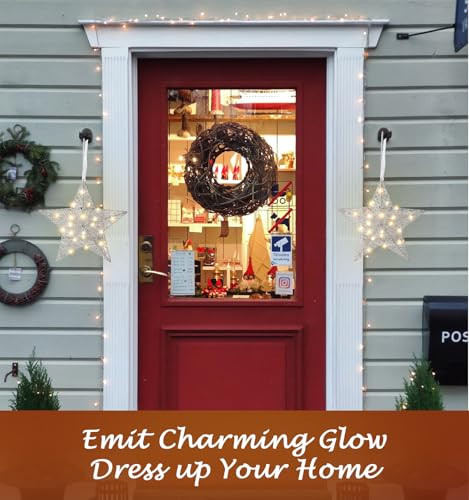 Lewondr 11.8 hüvelykes csillag alakú dekoratív függő dísz elemes, vasdrót LED - outlet termék