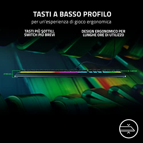 Razer Ornata V3 - lapos mecha-membrán billentyűzet Razer Chroma RGB olasz kiosztás - outlet termék