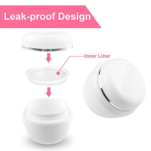 Utántölthető kozmetikai mintatartók, 6 darabos 50ml/50g fehér smink tégelyek - outlet termék