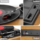 FYDEE vinyl lemezjátszó beépített sztereó hangszóróval, 3-sebességes 33/45/78 RPM - outlet termék