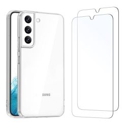   NEW'C tok Samsung Galaxy S22 5G átlátszó szilikon puha TPU gél és 2 darabos üveg - outlet termék
