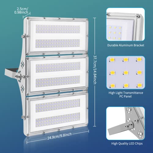 Viugreum Upgrade 300W LED reflektor 24000LM, IP65, 6500K, hidegfehér, 50cm kábel - outlet termék