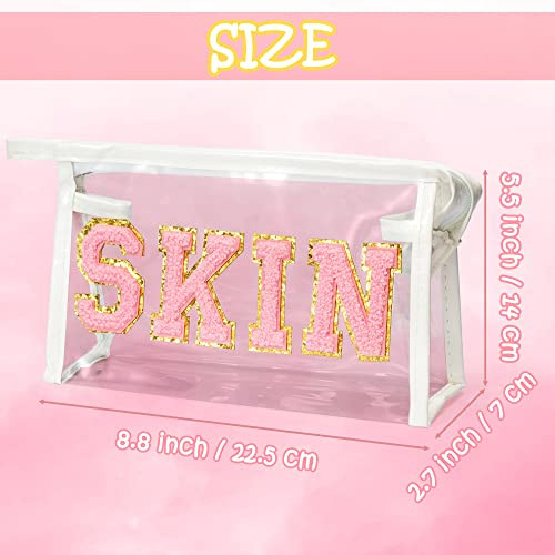 SKIN átlátszó kozmetikai táska cipzárral fehér rózsaszín - outlet termék