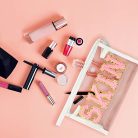 SKIN átlátszó kozmetikai táska cipzárral, vízálló, hordozható PVC sminktáska nőknek - outlet termék