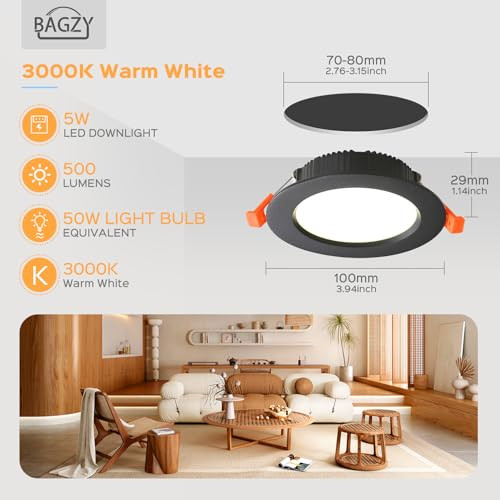 BAGZY LED süllyesztett mennyezeti lámpa 9W 10 darabos, 900LM, meleg fehér 3000K - outlet termék