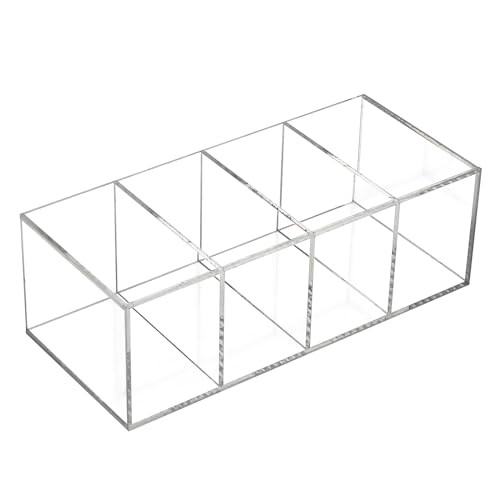 FFowcye akril tolltartó és sminkecset tartó - 4 rekeszes átlátszó ceruzatartó - outlet termék