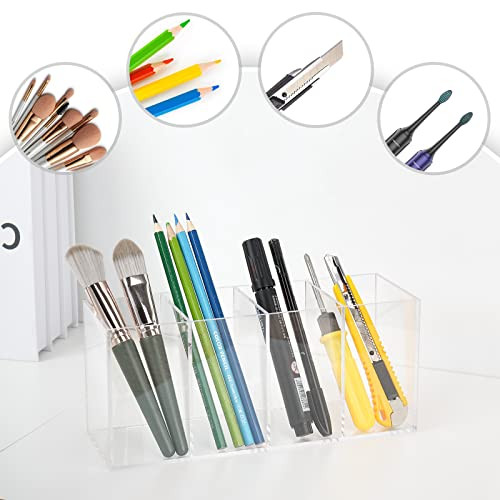 FFowcye akril tolltartó és sminkecset tartó - 4 rekeszes átlátszó ceruzatartó - outlet termék