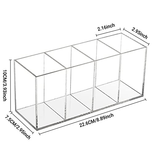 FFowcye akril tolltartó és sminkecset tartó - 4 rekeszes átlátszó ceruzatartó - outlet termék