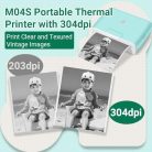 Phomemo M04S mini mobil matrica hőnyomtató 300 DPI, hordozható Bluetooth, 53/80/110 - outlet termék
