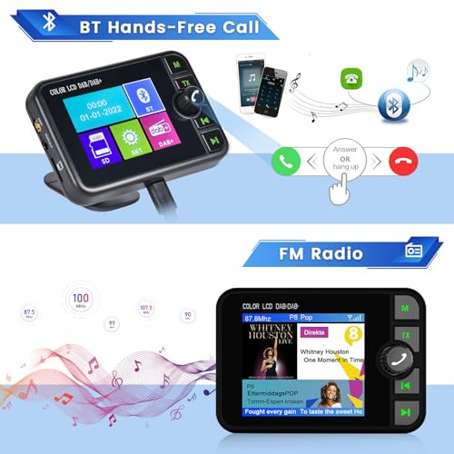 Hikity DAB DAB+ digitális rádió adapter autórádióhoz Bluetooth-kihangosítóval, 2,4 - outlet termék