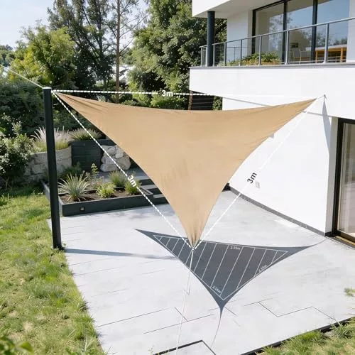 HAIKUS SHADE SAIL vízálló napvitorla, 3x3x3m, homok, poliészter, vízlepergető, 98% - outlet termék