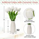 Briful 2 darabos mű tulipán kerámia vázával fehér - outlet termék