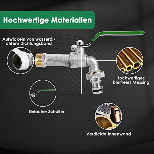 SPGOOD kerti vízcsap, prémium vízcsap 1/2 col rézből, rozsda- és fagyálló - outlet termék