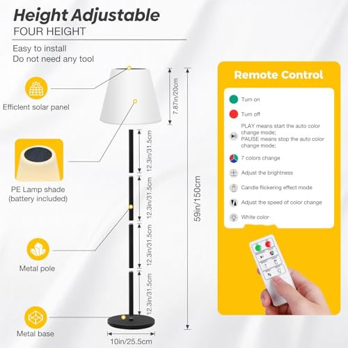 Outdoor napelemes állólámpa fényérzékelővel, állítható RGB és meleg fehér - outlet termék