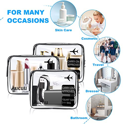 Clear piperecikk táska, 2 darabos PVC vízálló piperecikk hordtáska, TSA jóváhagyott - outlet termék