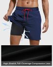 Domee férfi úszónadrág 2 az 1-ben kompressziós béléssel cipzáras zsebekkel - outlet termék