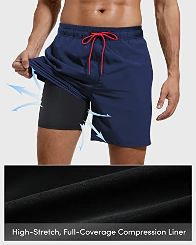 Domee férfi úszónadrág 2 az 1-ben kompressziós béléssel cipzáras zsebekkel - outlet termék