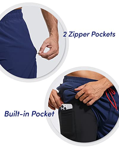 Domee férfi úszónadrág 2 az 1-ben kompressziós béléssel cipzáras zsebekkel - outlet termék