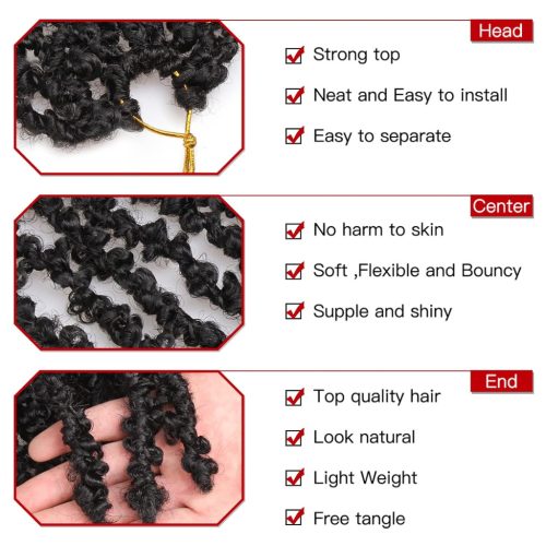 Xtrend 36 hüvelykes pillangó loknik horgolt haj (fekete) - outlet termék