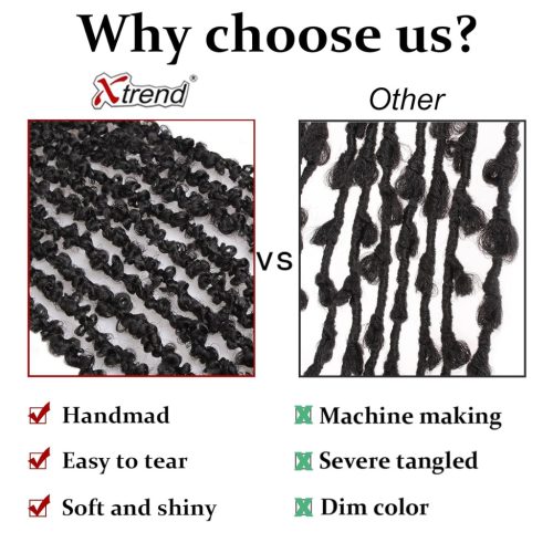 Xtrend 36 hüvelykes pillangó loknik horgolt haj (fekete) - outlet termék